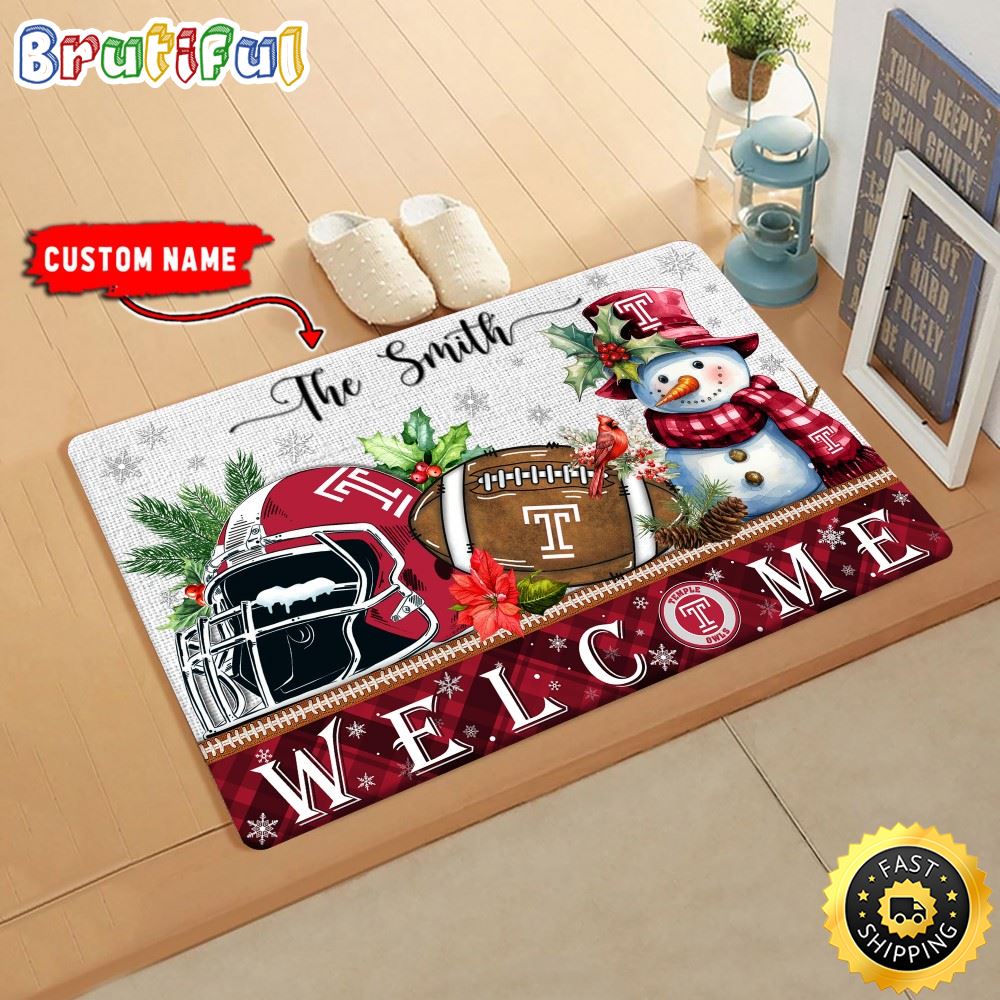 Sportswearmerch Temple Owls NCAA Christmas Doormat For Fan