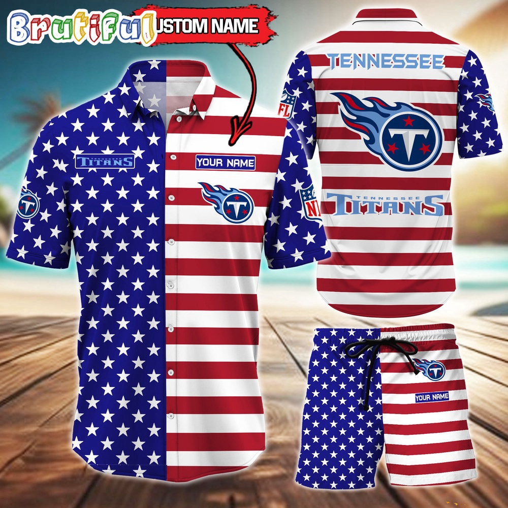 Sportswearmerch Tennessee Titans NFL American Flag Personalized Set Short Set For Fan