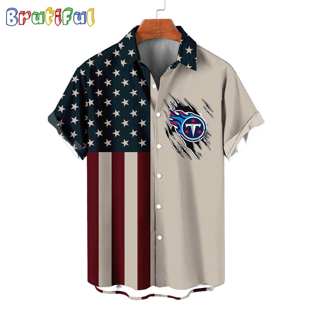 Sportswearmerch Tennessee Titans NFL American Flag Summer Personalized Hawaiian Shirt For Fan