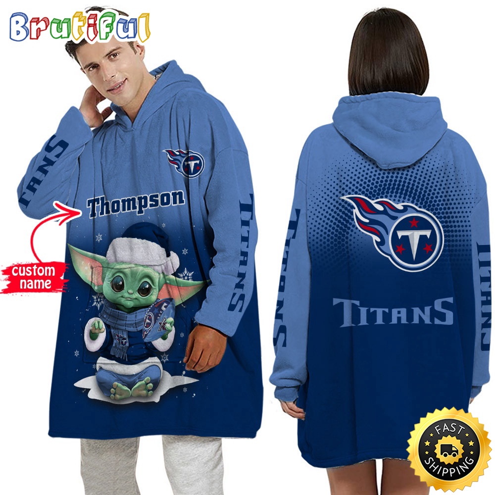 Sportswearmerch Tennessee Titans NFL Baby Yoda Lover Personalized Blaket Hoodie For Fan