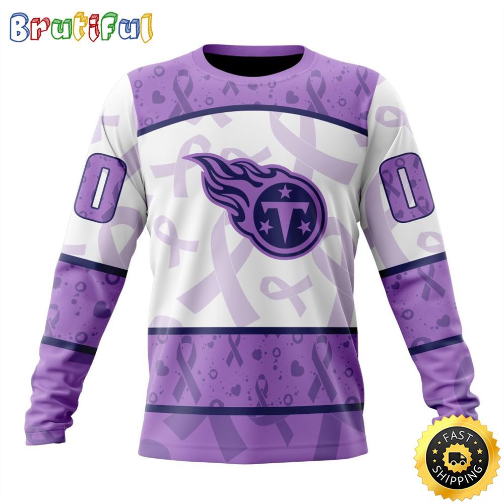 Sportswearmerch Tennessee Titans NFL Crewneck Lavender Fights Cancer Personalized Sweater For Fan