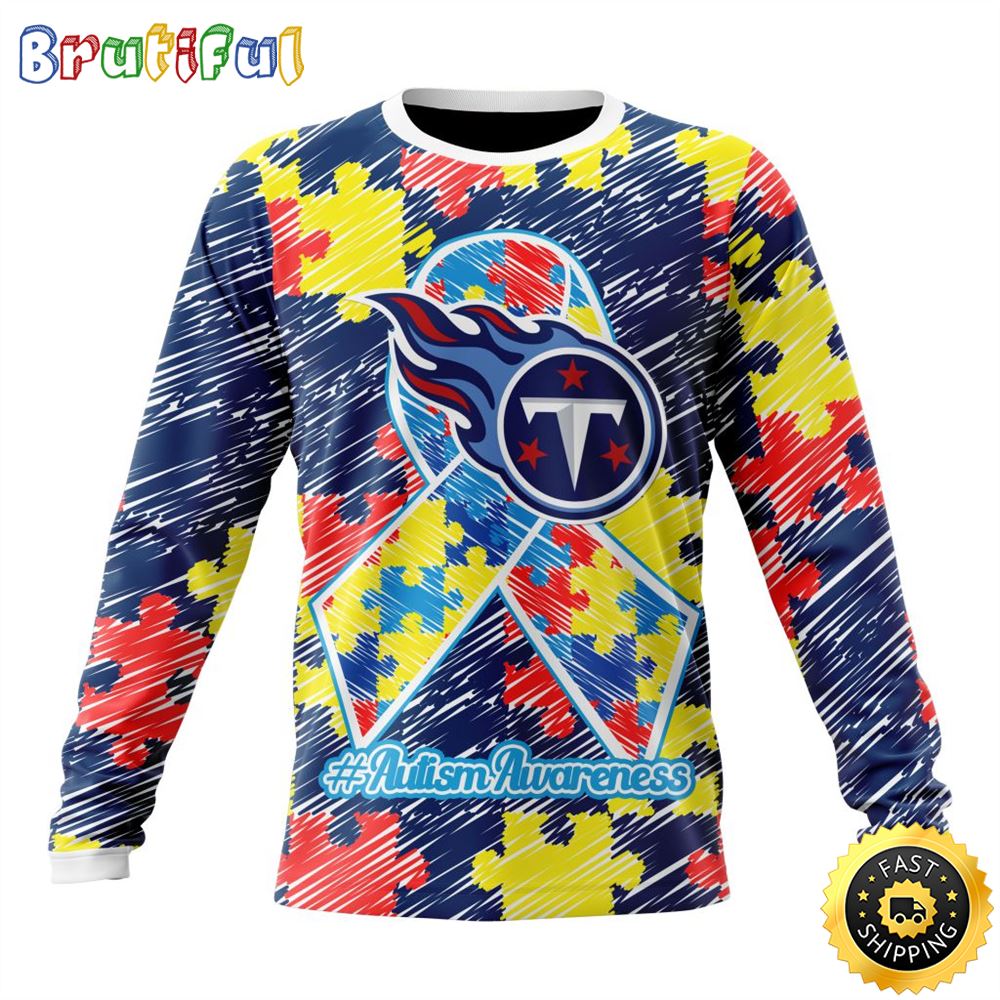 Sportswearmerch Tennessee Titans NFL Crewneck Puzzle Autism Awareness Personalized Sweater For Fan