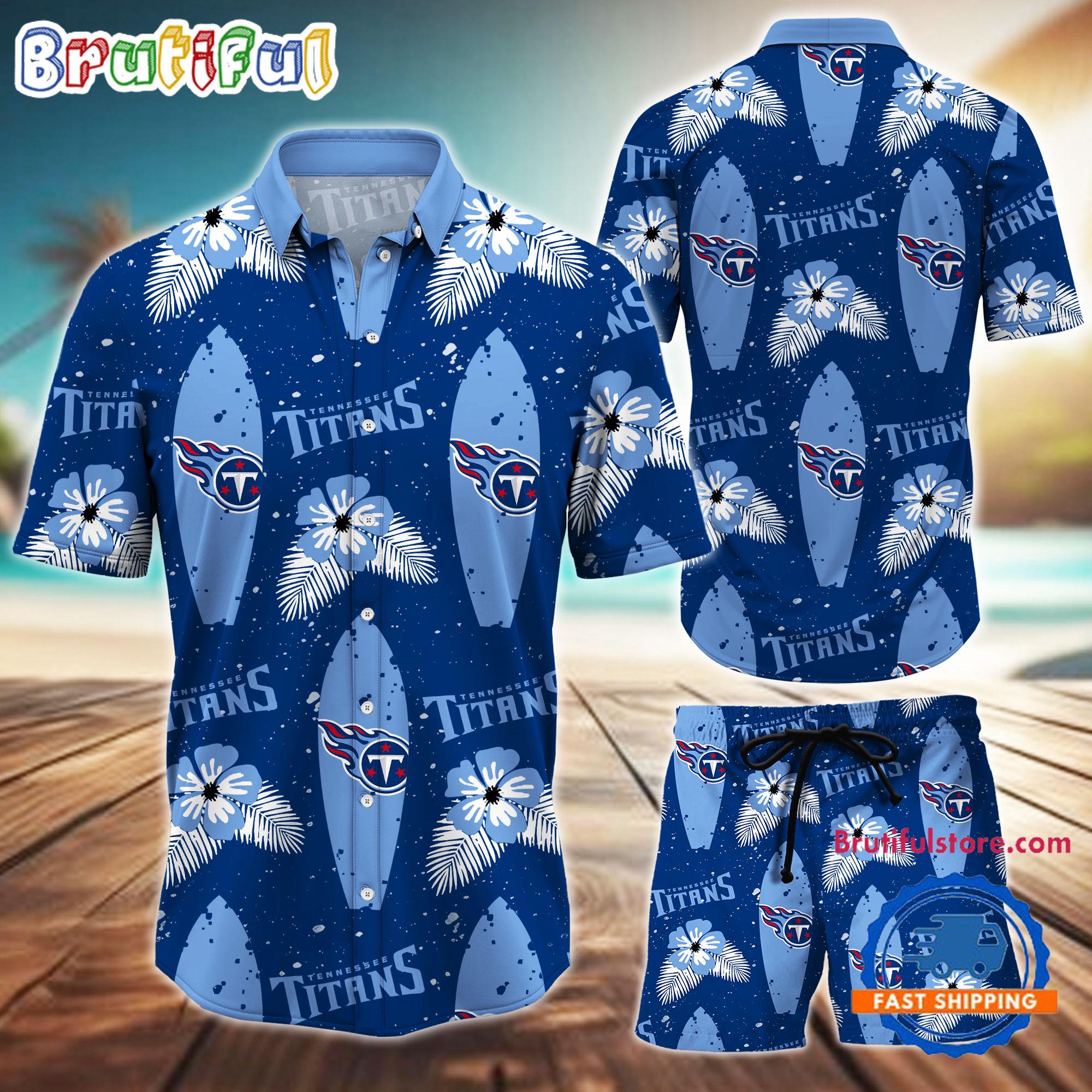 Sportswearmerch Tennessee Titans NFL Flower Pattern Personalized Set Short Set For Fan