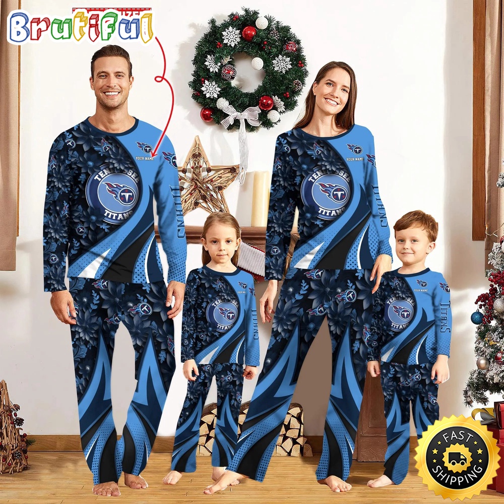 Sportswearmerch Tennessee Titans NFL Flower Personalized Pajamas Family For Fan