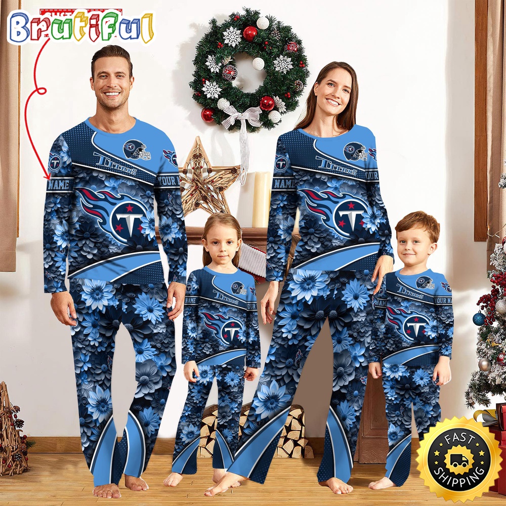 Sportswearmerch Tennessee Titans NFL Flower Sports Personalized Pajamas Family For Fan