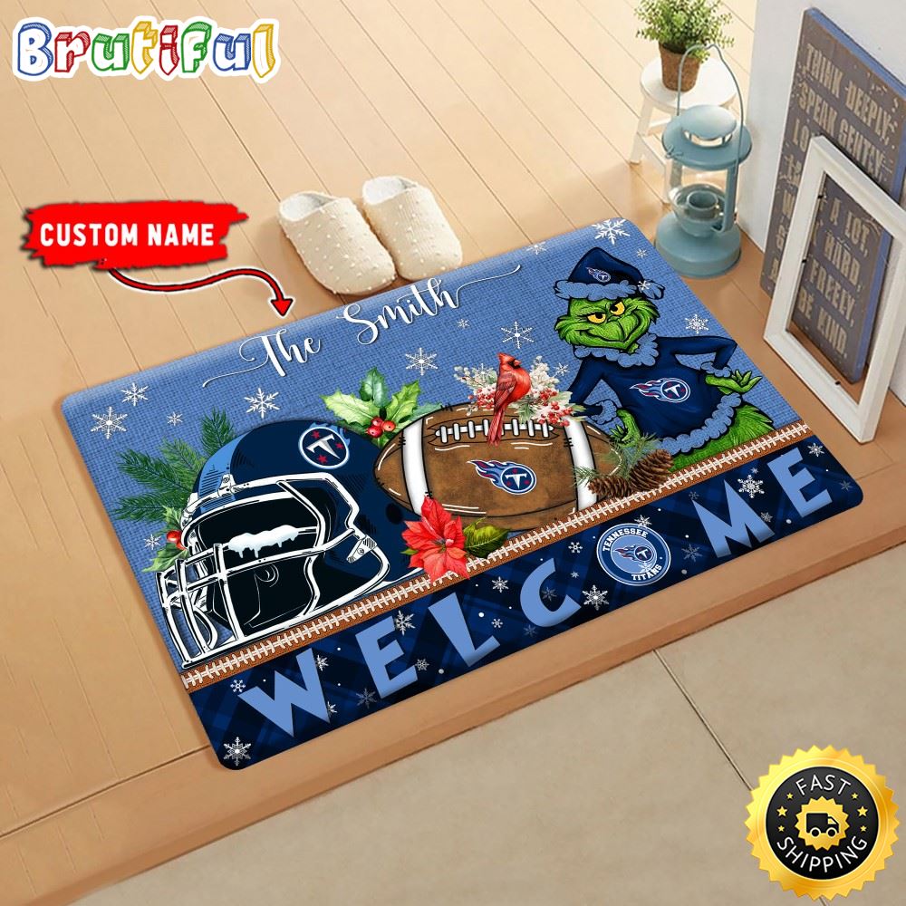 Sportswearmerch Tennessee Titans NFL Grinch Christmas Doormat For Fan