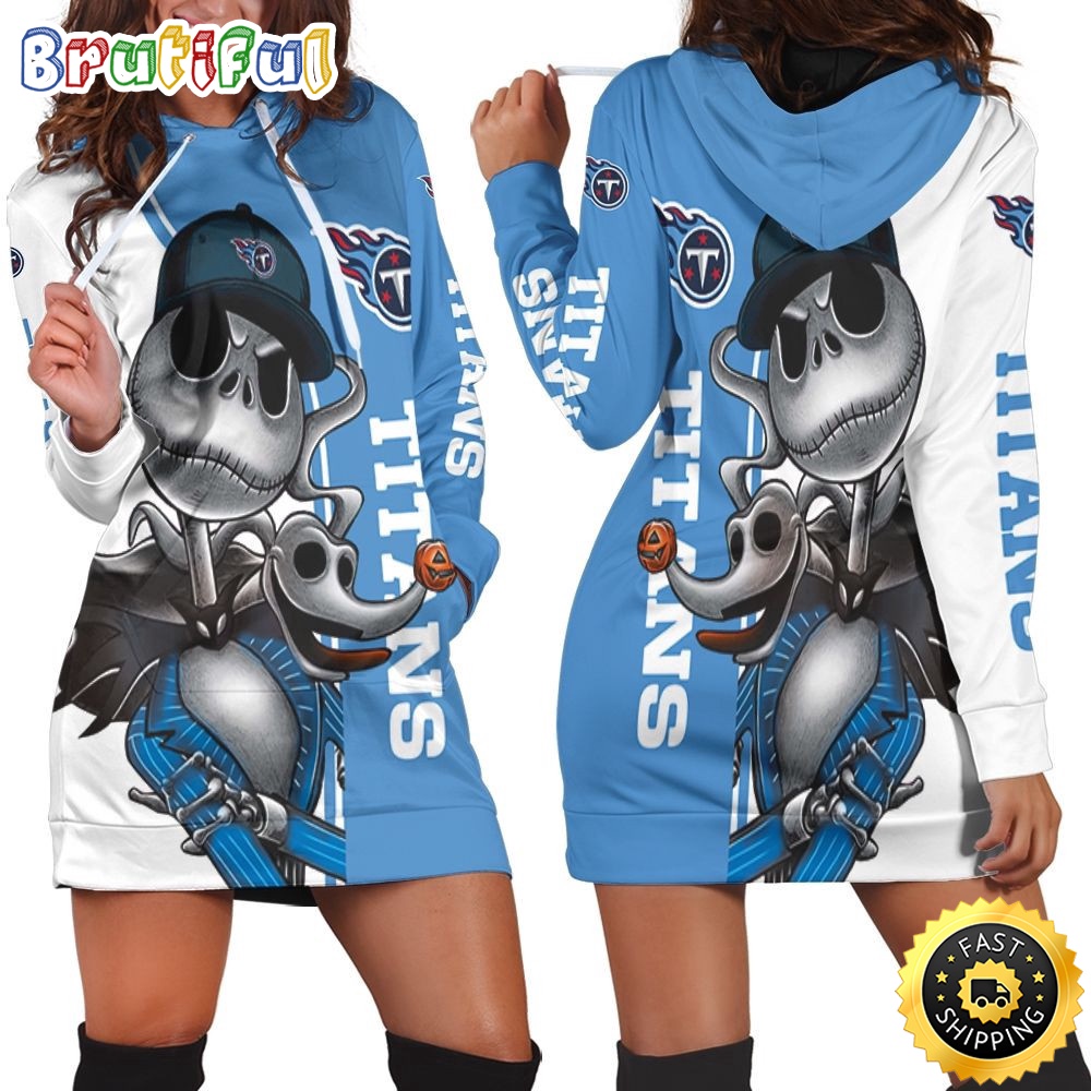 Sportswearmerch Tennessee Titans NFL Jack Skellington And Zero Hoodie Dress For Fan