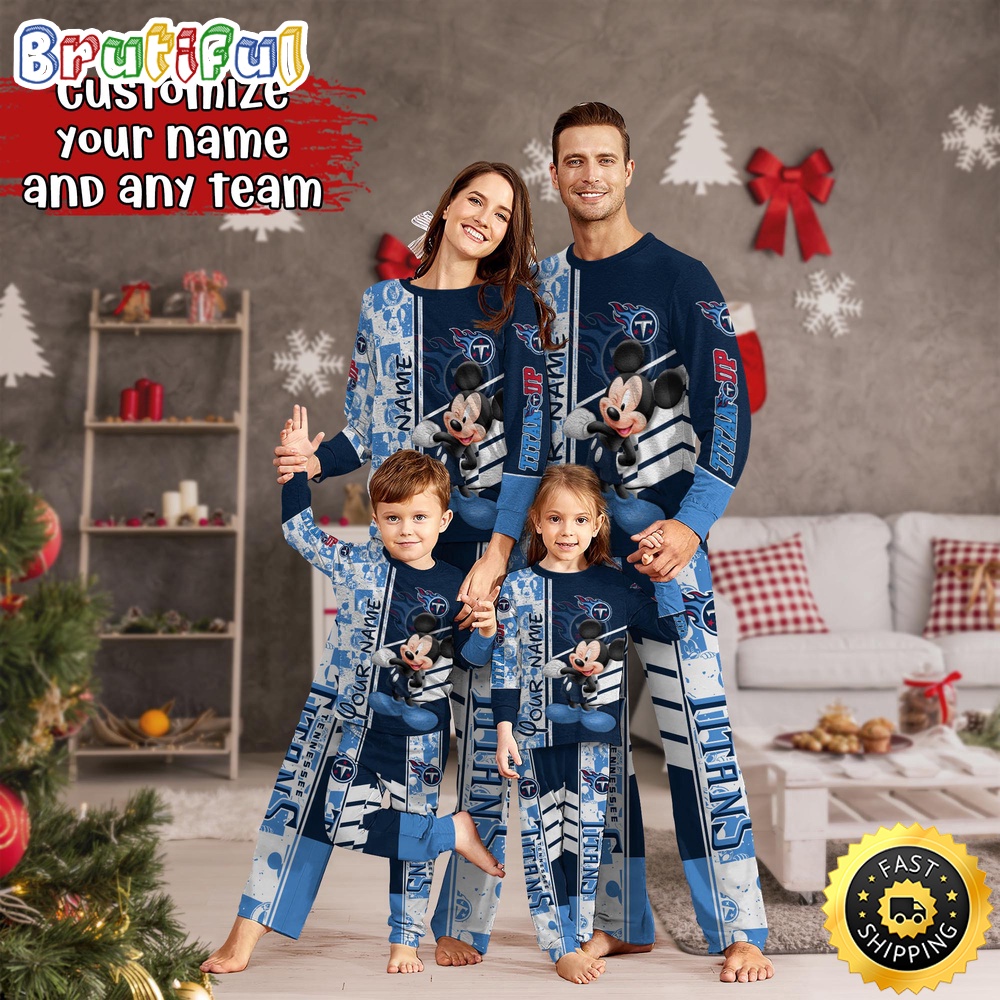 Sportswearmerch Tennessee Titans NFL Mickey Mouse Personalized Pajamas Family For Fan