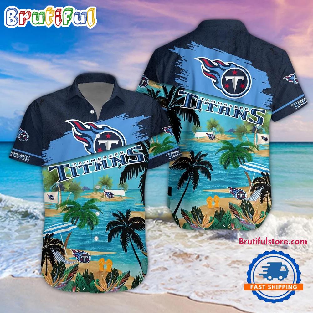 Sportswearmerch Tennessee Titans NFL Palm Tree Summer Beach Personalized Hawaiian Shirt For Fan