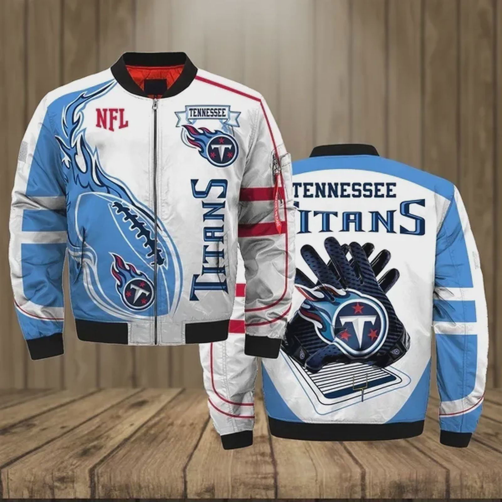 Sportswearmerch Tennessee Titans NFL Pattern Bomber Jacket For Fan