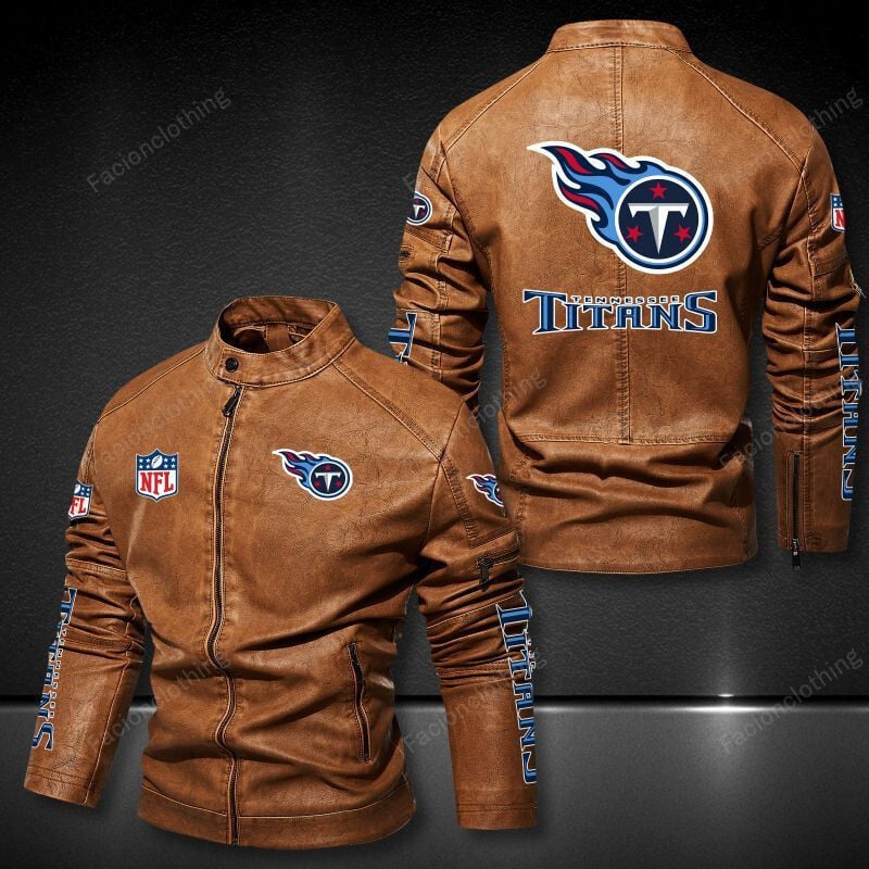 Sportswearmerch Tennessee Titans NFL Personalized Leather Bomber For Fan