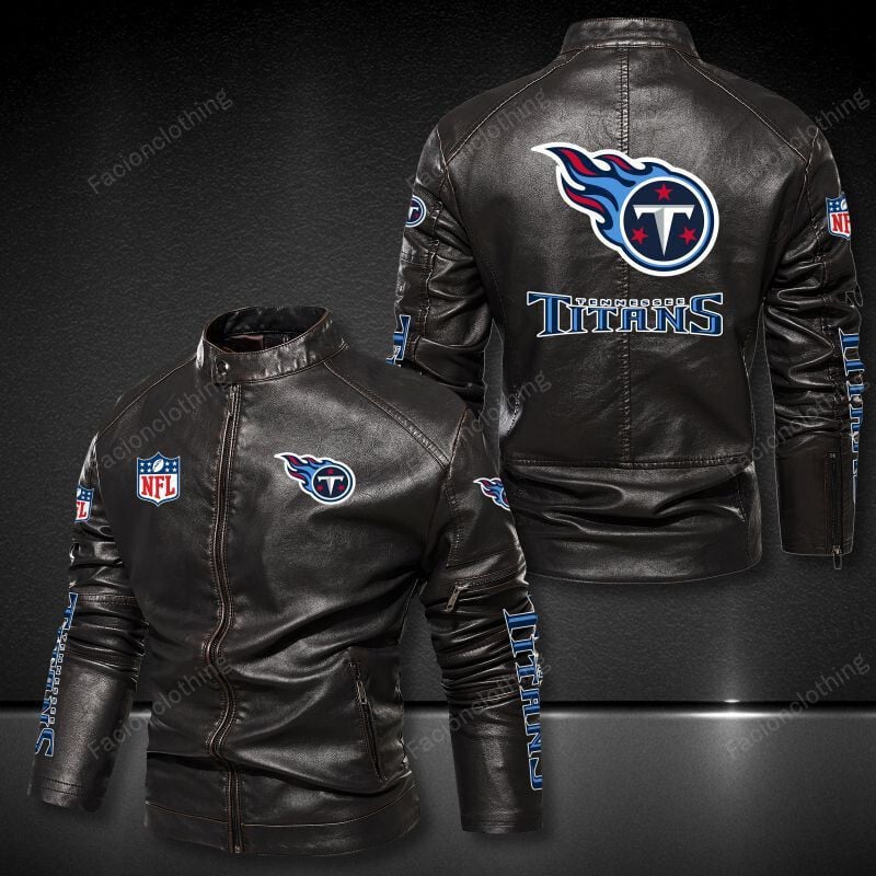 Sportswearmerch Tennessee Titans NFL Personalized Leather Bomber For Fan