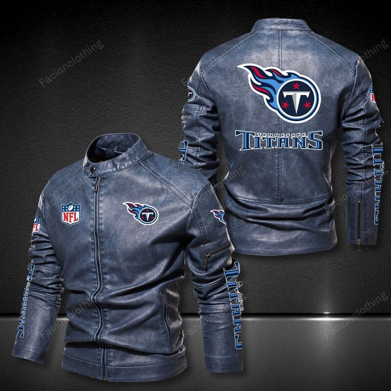 Sportswearmerch Tennessee Titans NFL Personalized Leather Bomber For Fan