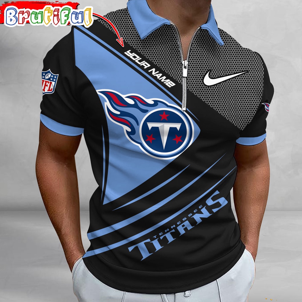 Sportswearmerch Tennessee Titans NFL Personalized Zip Polo Shirt For Fan