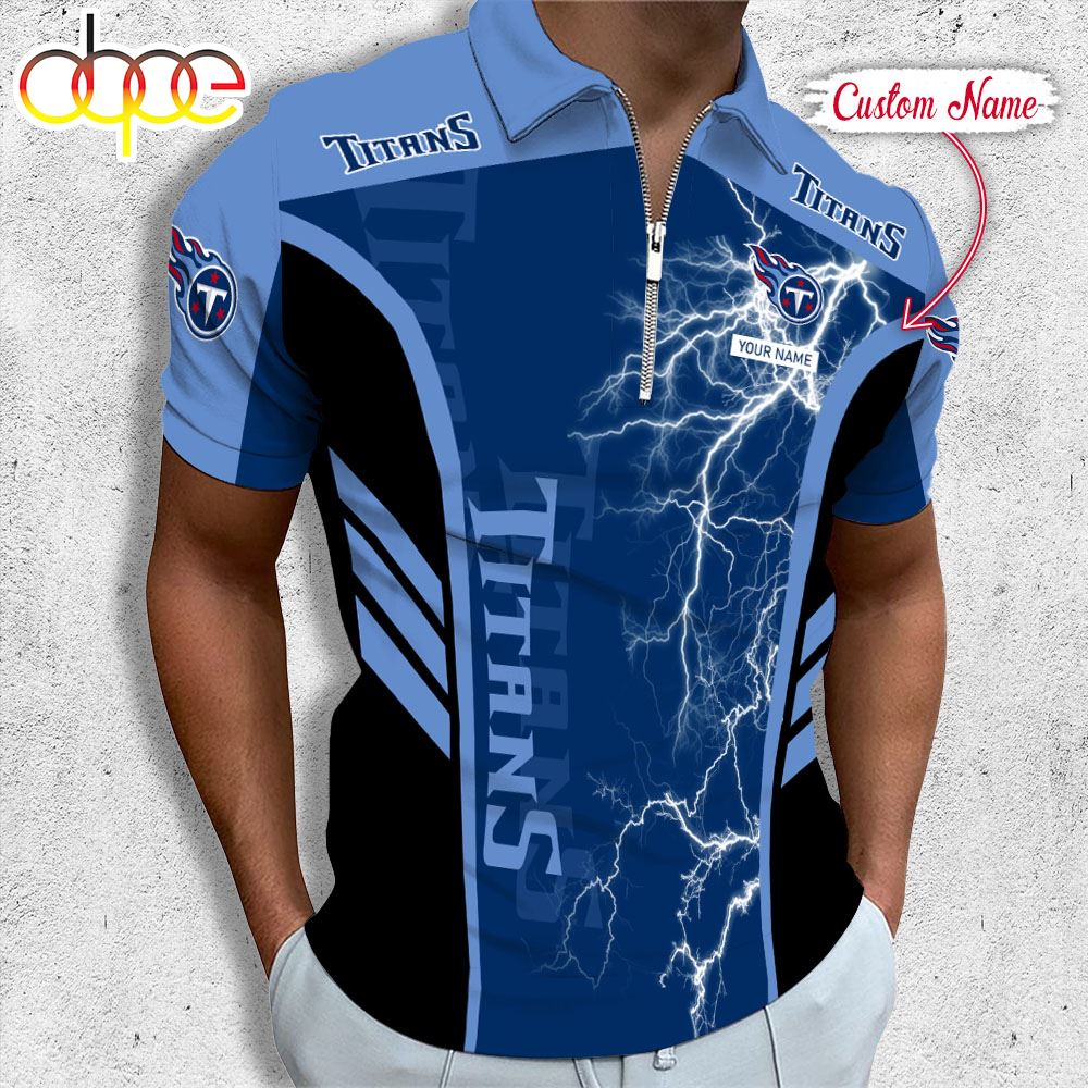 Sportswearmerch Tennessee Titans NFL Personalized Zip Polo Shirt For Fan