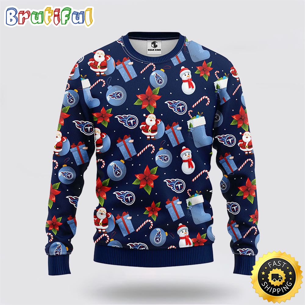 Sportswearmerch Tennessee Titans NFL Santa Claus Snowman Ugly Christmas Sweater For Fan
