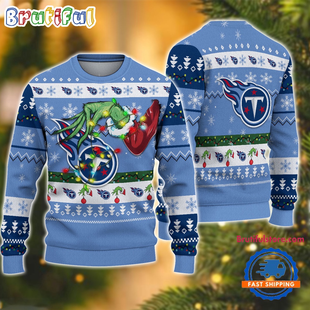 Sportswearmerch Tennessee Titans NFL Special Grinch's Hand Football Christmas Sweater For Fan