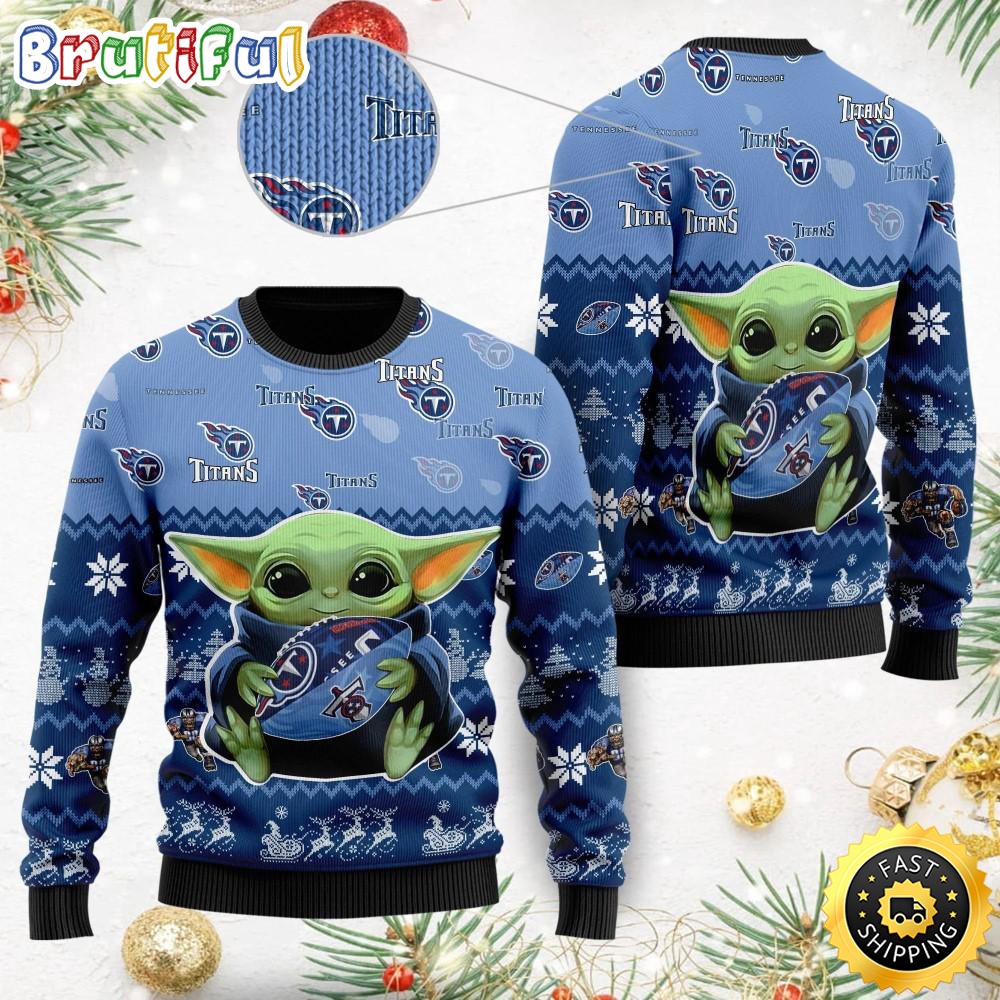 Sportswearmerch Tennessee Titans NFL Ugly Christmas Sweater Baby Yoda For Fan