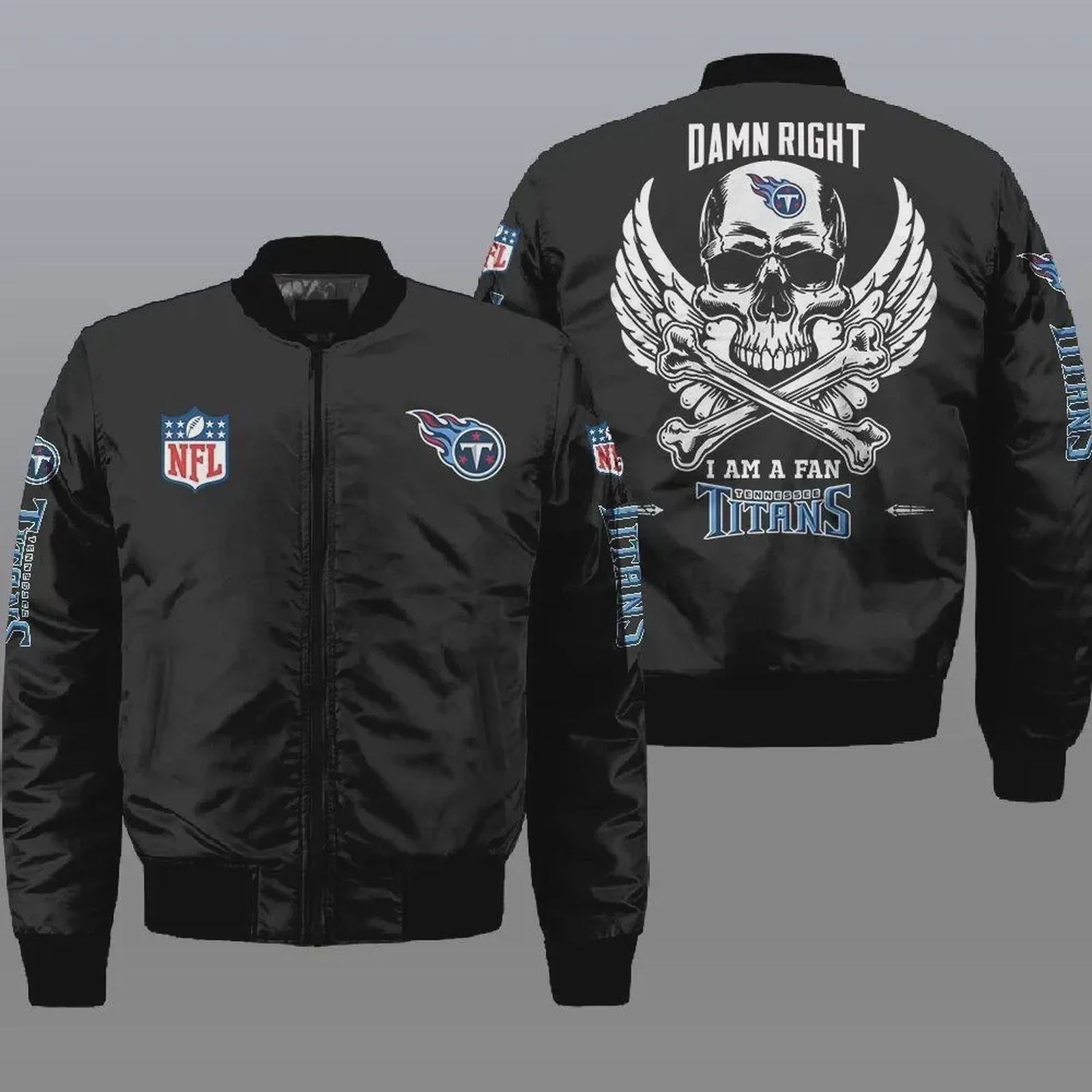 Sportswearmerch Tennessee Titans NFL Wings Skull Bomber Jacket For Fan