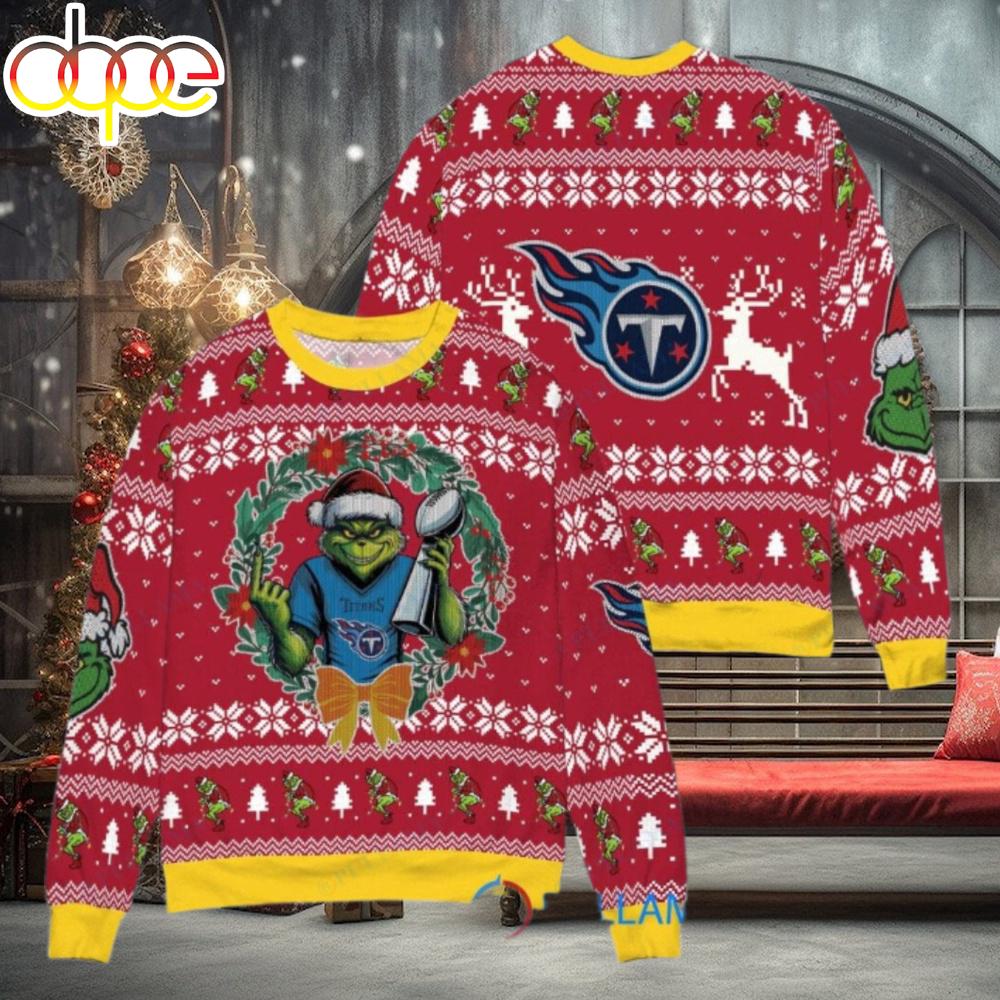 Sportswearmerch Tennessee Titans NFL x Grinch Super Bowl Trophy Ugly Christmas Sweater For Fan