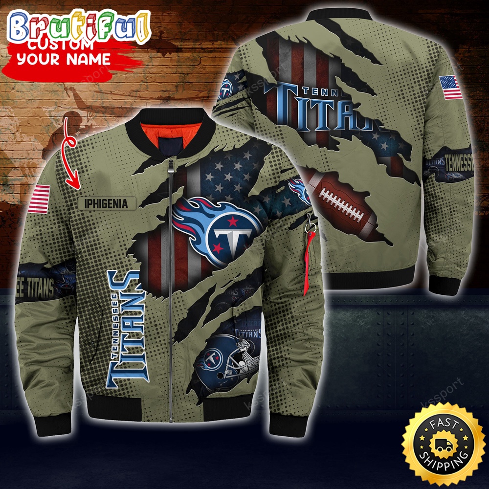 Sportswearmerch Tennessee Titans NFL x Iconic Bomber Look Personalized Bomber Jacket For Fan