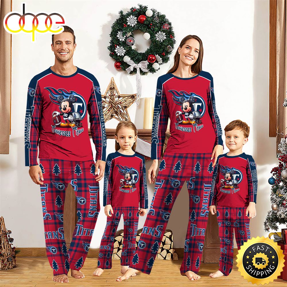 Sportswearmerch Tennessee Titans NFL x Mickey Mouse Personalized Pajamas Family For Fan