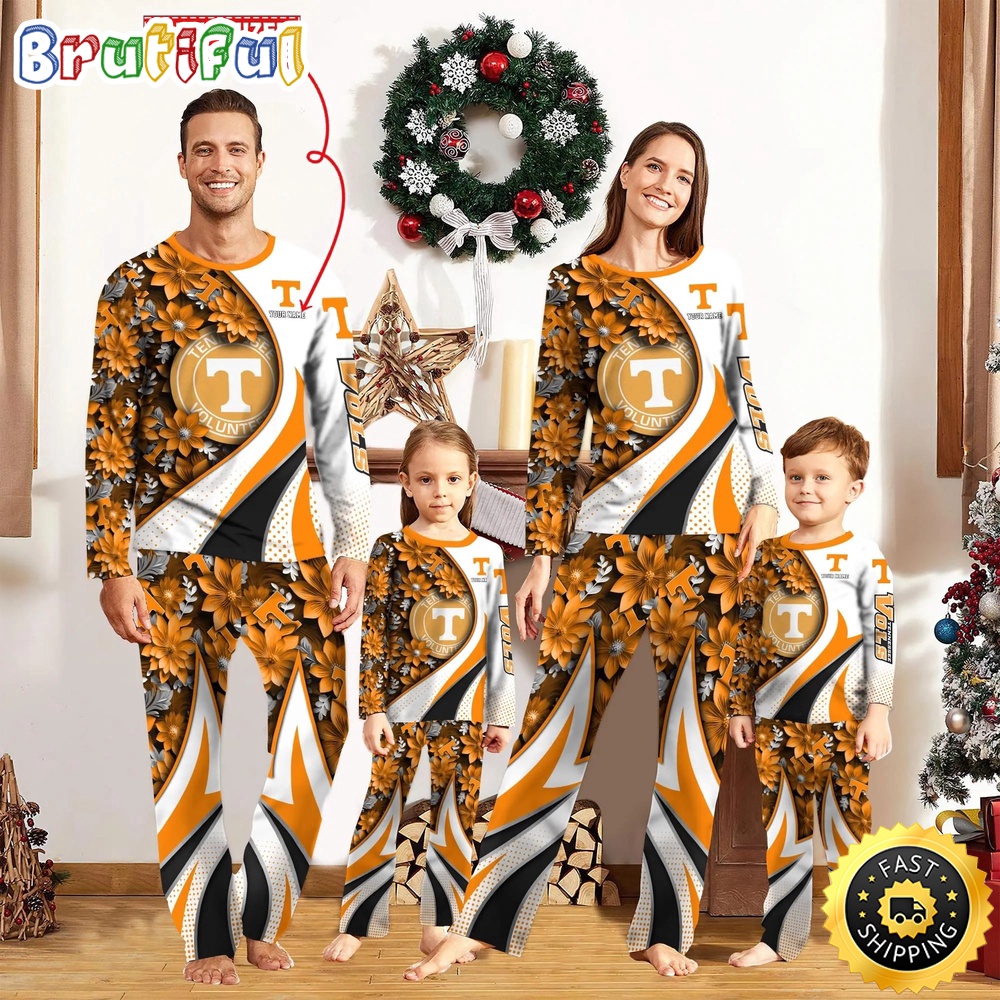 Sportswearmerch Tennessee Volunteers NCAA Flower Personalized Pajamas Family For Fan