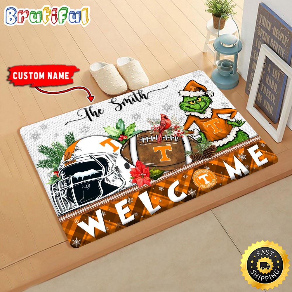 Sportswearmerch Tennessee Volunteers NCAA Grinch Christmas Doormat For Fan