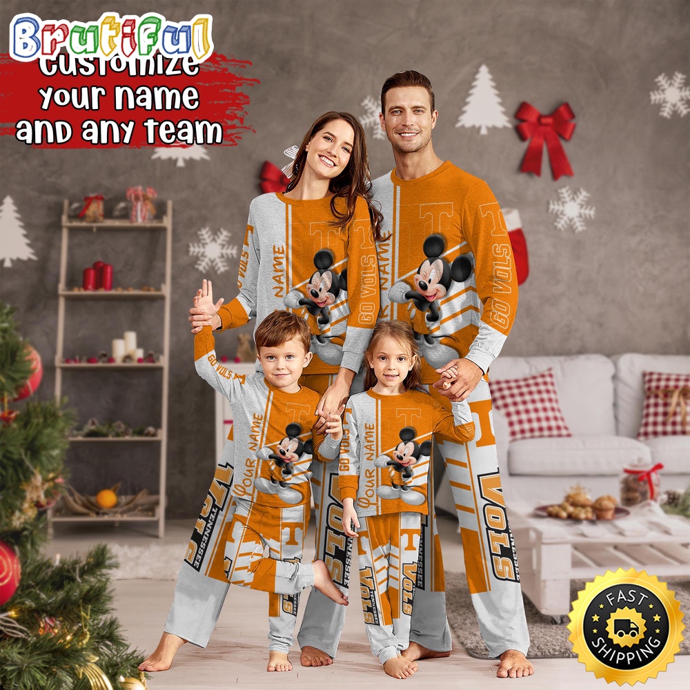 Sportswearmerch Tennessee Volunteers NCAA Mickey Mouse Personalized Pajamas Family For Fan
