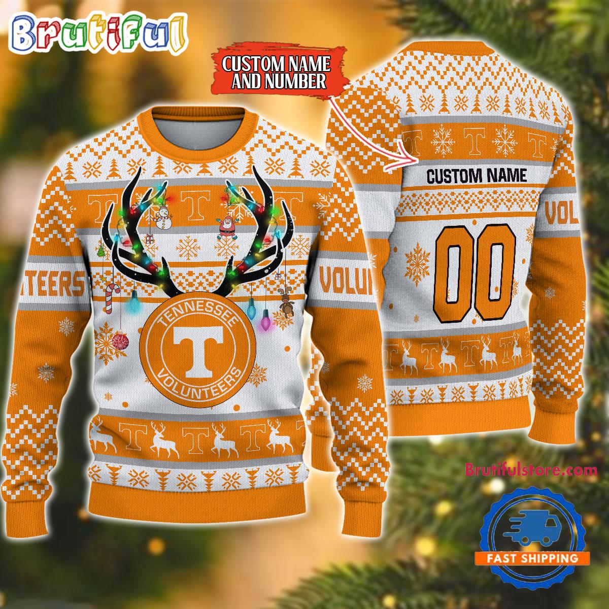 Sportswearmerch Tennessee Volunteers NCAA Special Reindeer Light Personalized Christmas Sweater For Fan