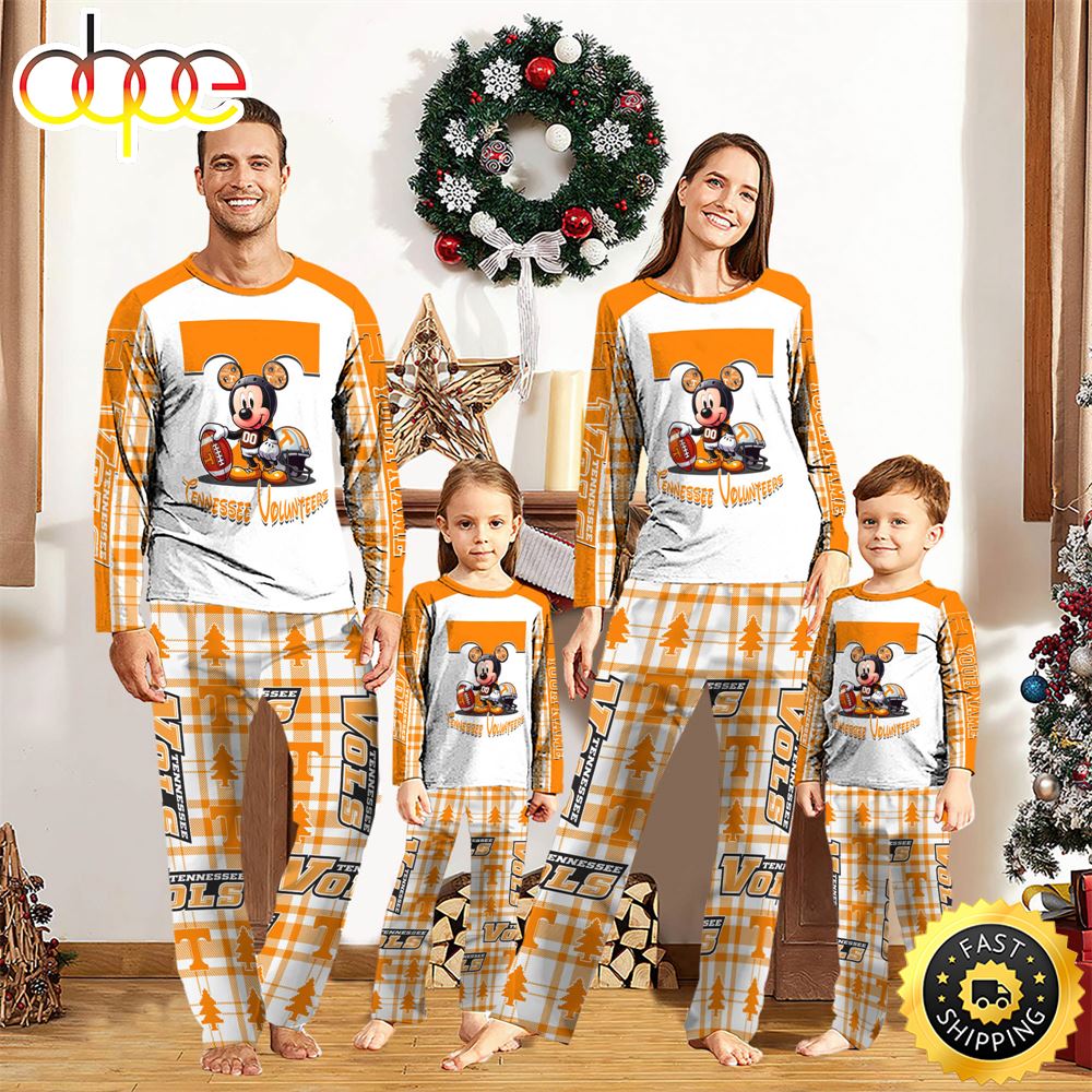 Sportswearmerch Tennessee Volunteers NCAA x Mickey Mouse Personalized Pajamas Family For Fan