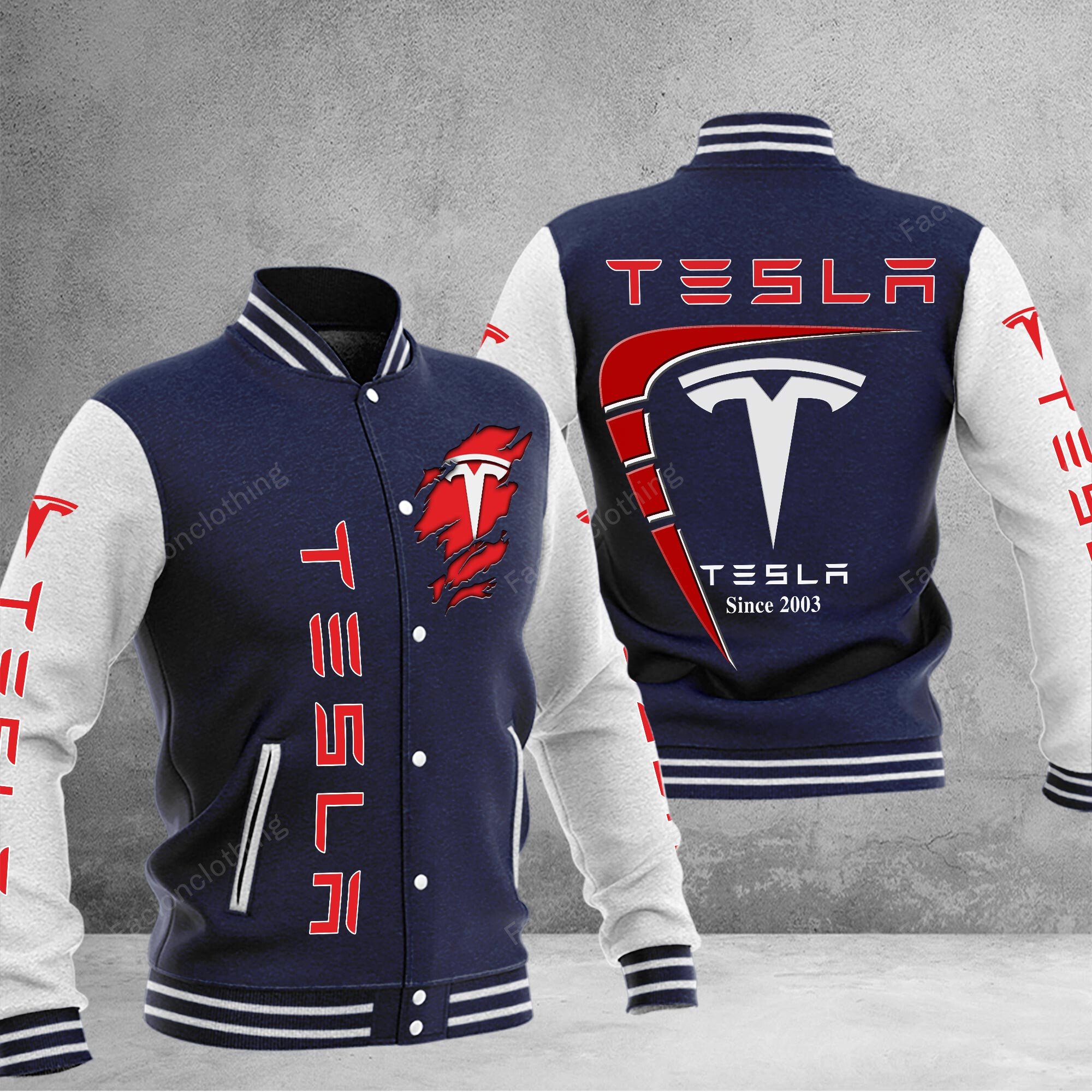 Sportswearmerch Tesla Car Personalized Baseball Jacket For Fan