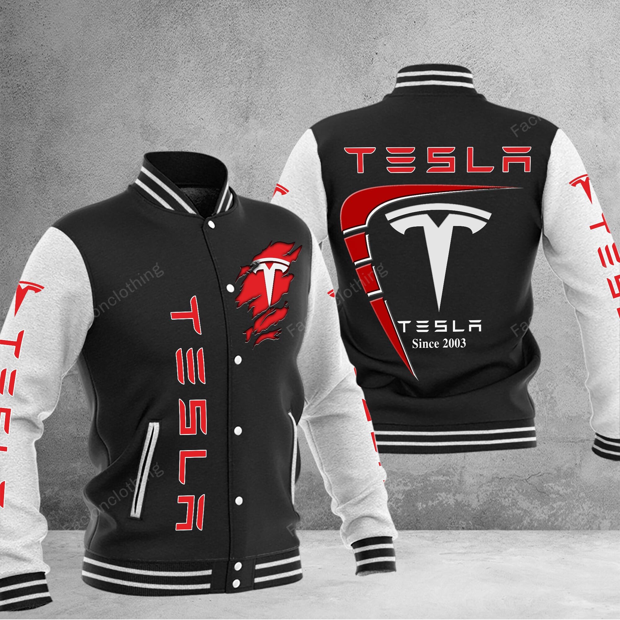 Sportswearmerch Tesla Car Personalized Baseball Jacket For Fan