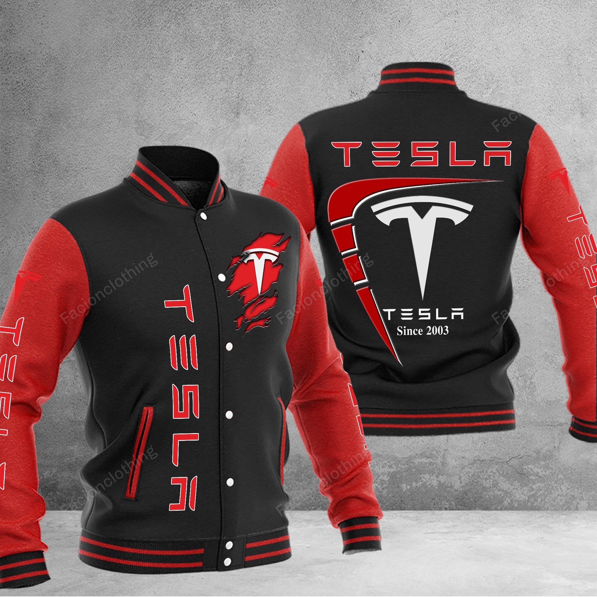 Sportswearmerch Tesla Car Personalized Baseball Jacket For Fan