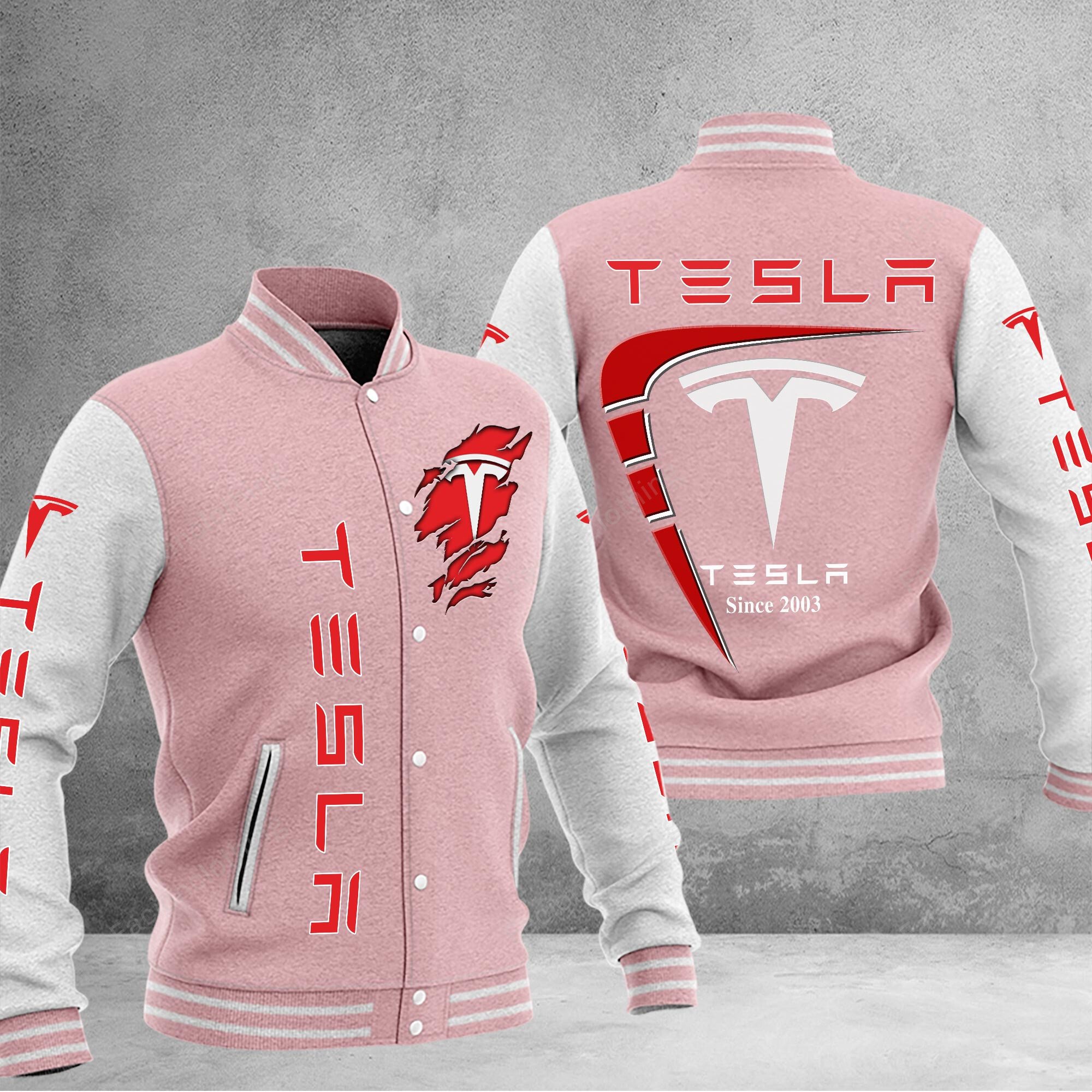 Sportswearmerch Tesla Car Personalized Baseball Jacket For Fan