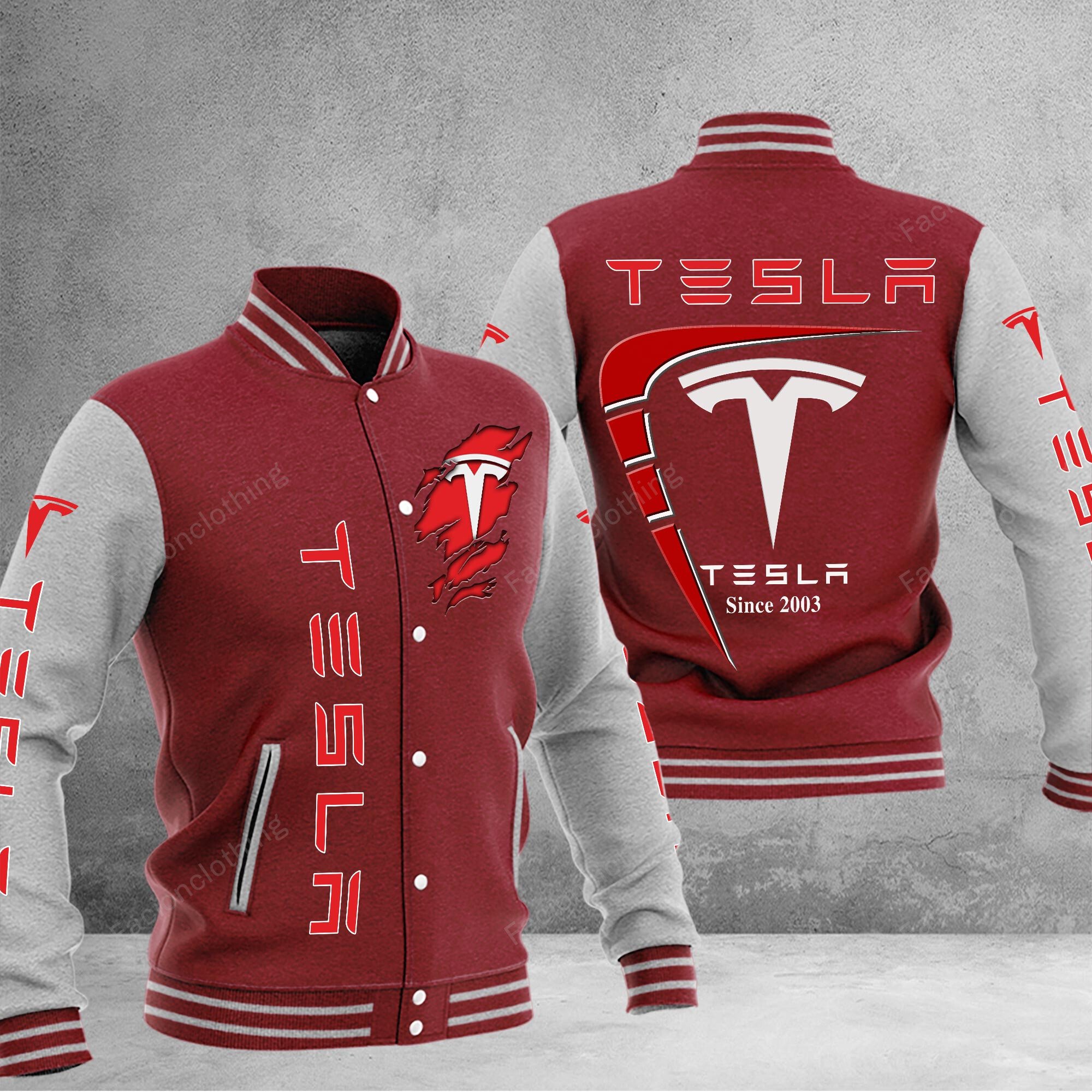 Sportswearmerch Tesla Car Personalized Baseball Jacket For Fan
