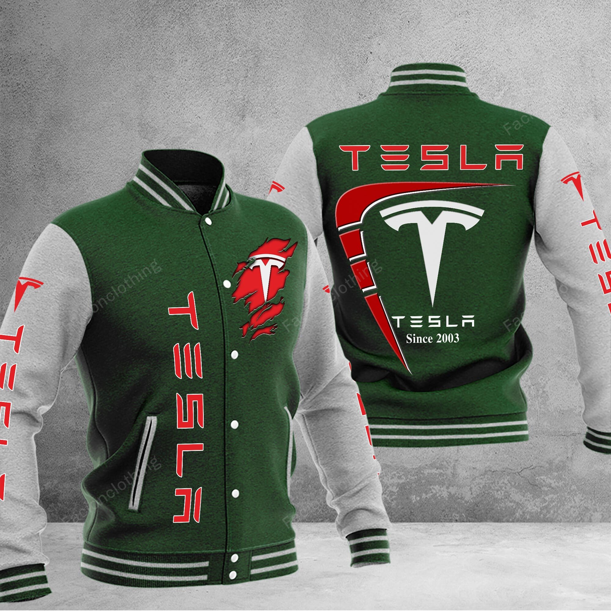 Sportswearmerch Tesla Car Personalized Baseball Jacket For Fan