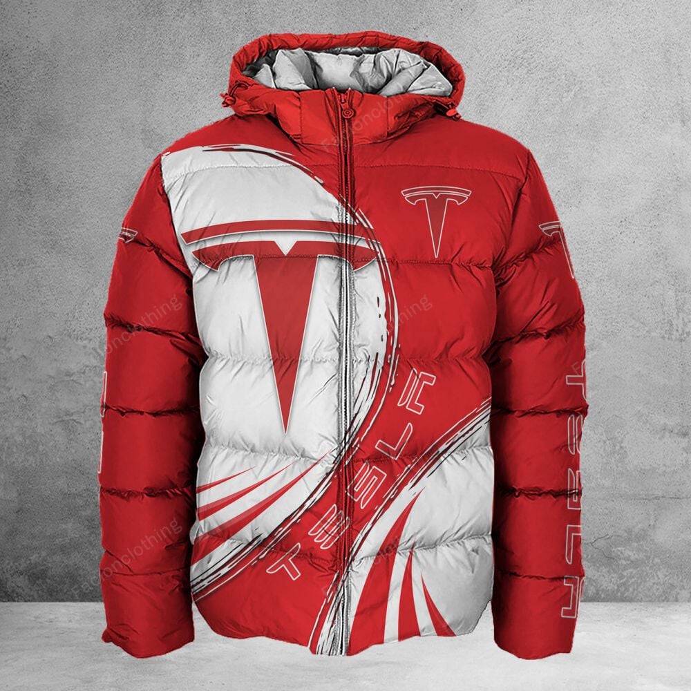 Sportswearmerch Tesla Car Personalized Puffer Jacket For Fan