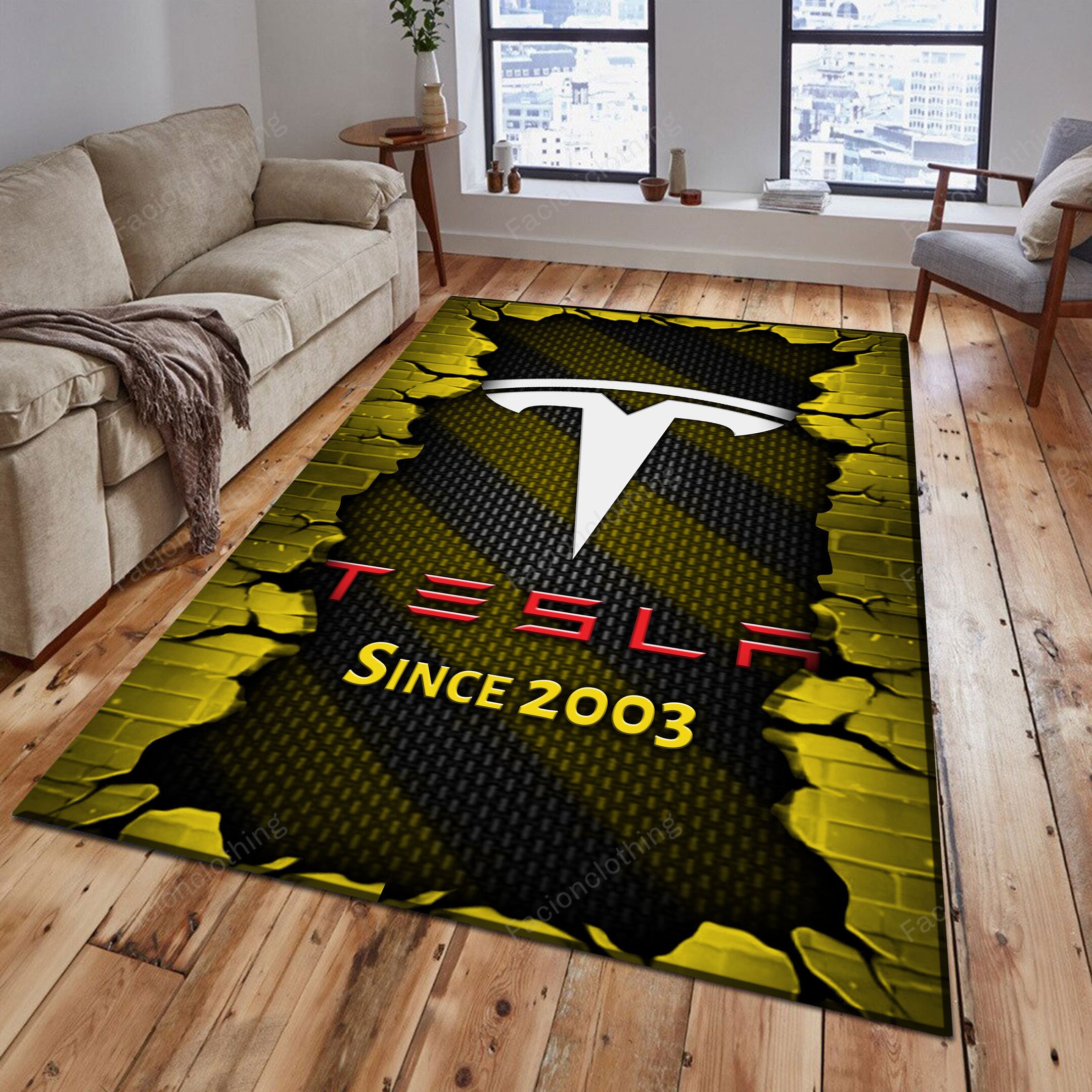 Sportswearmerch Tesla Car Personalized Rug For Fan
