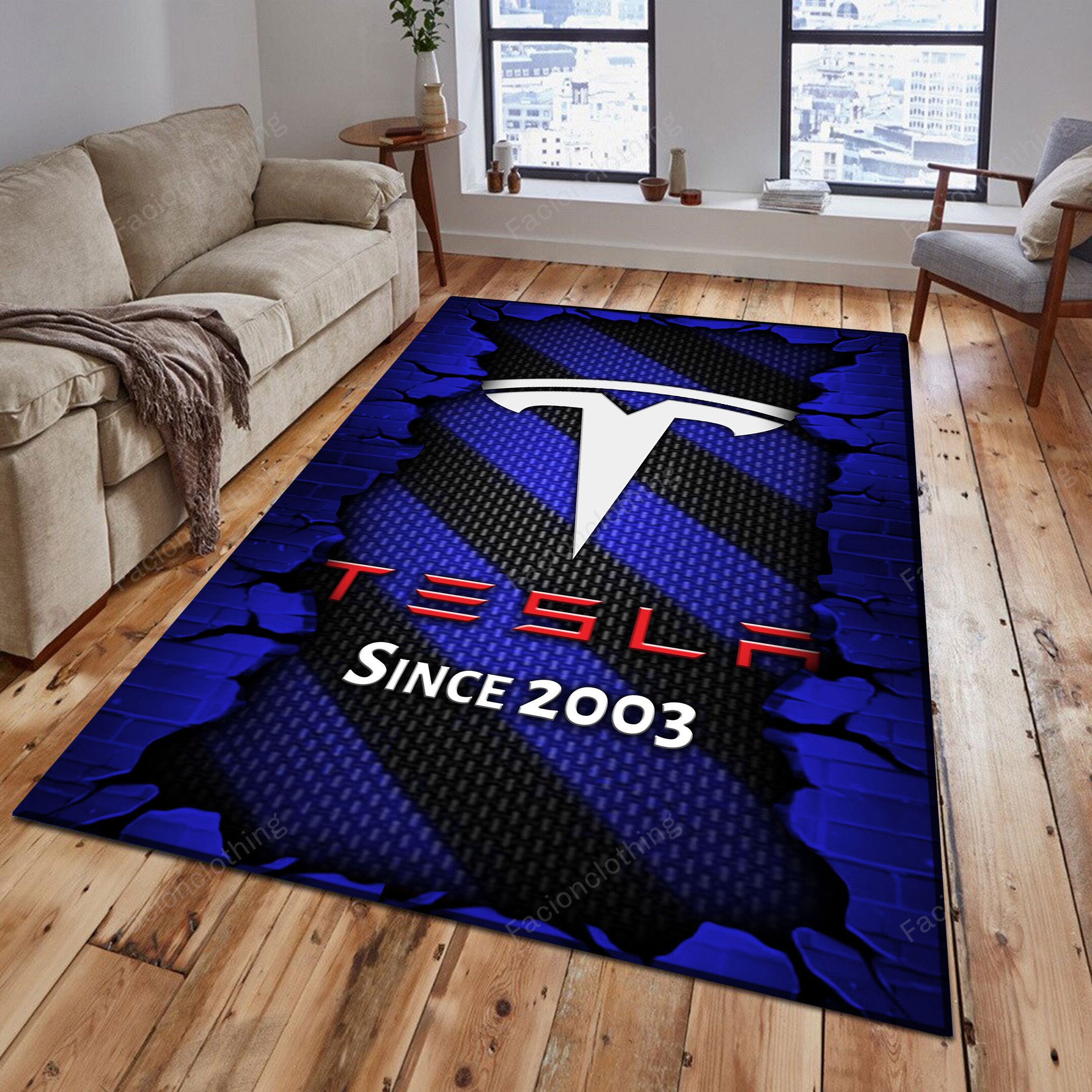 Sportswearmerch Tesla Car Personalized Rug For Fan