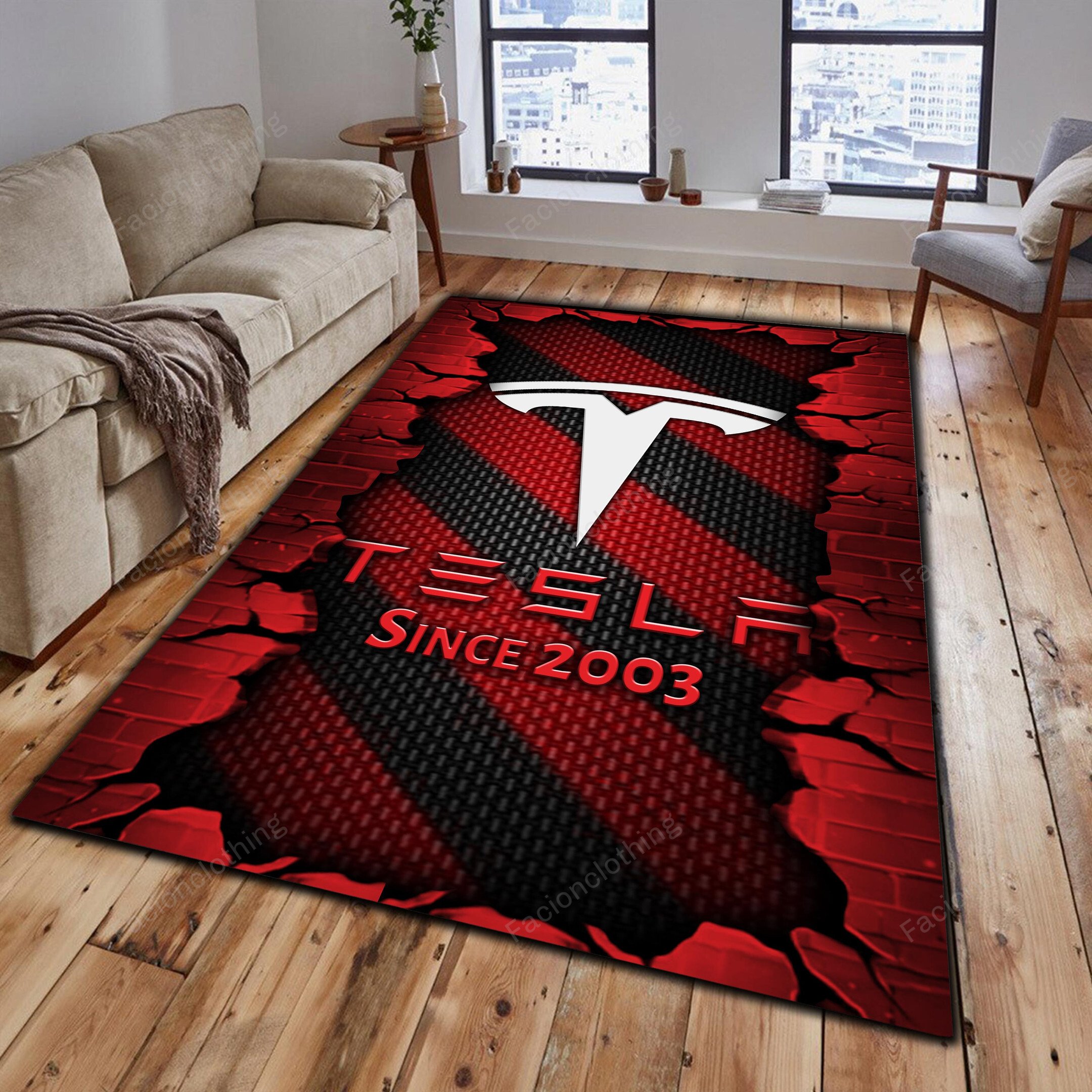 Sportswearmerch Tesla Car Personalized Rug For Fan