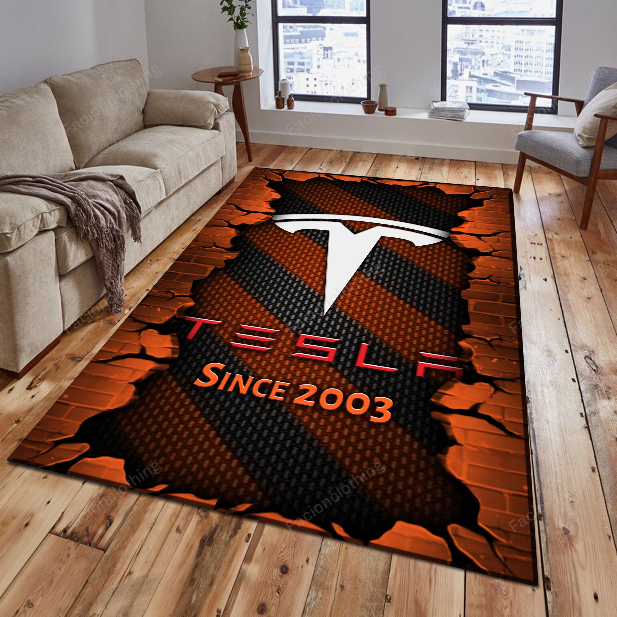 Sportswearmerch Tesla Car Personalized Rug For Fan