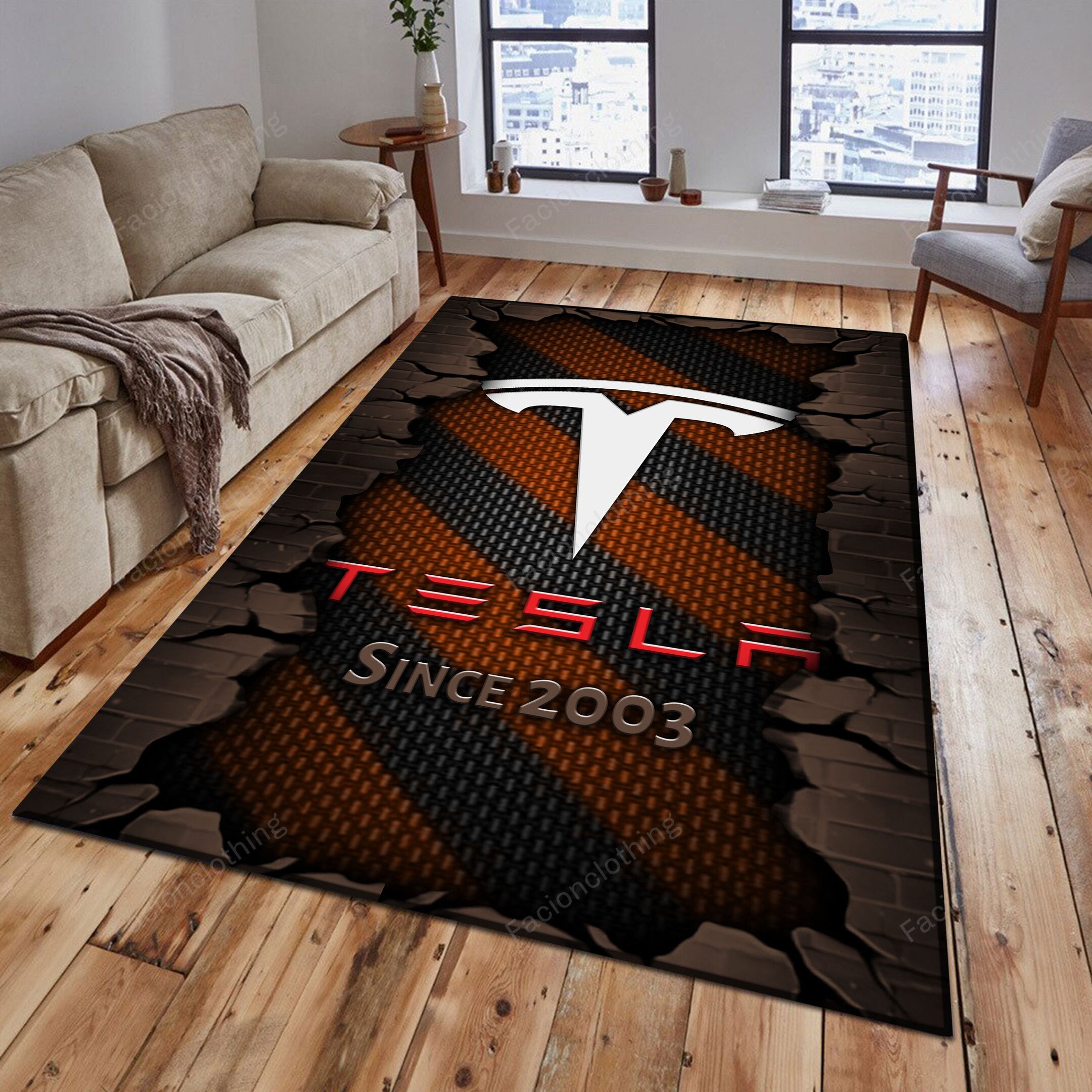 Sportswearmerch Tesla Car Personalized Rug For Fan