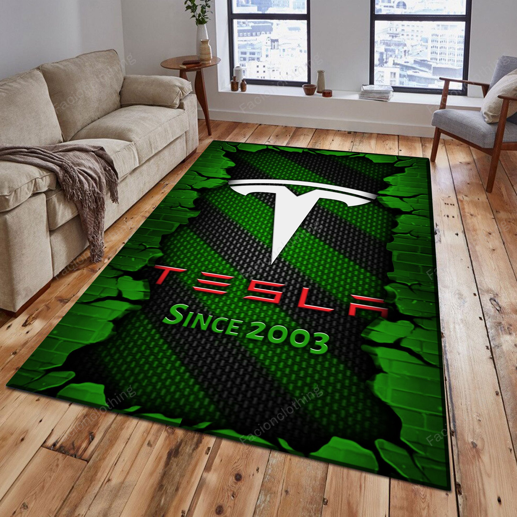 Sportswearmerch Tesla Car Personalized Rug For Fan