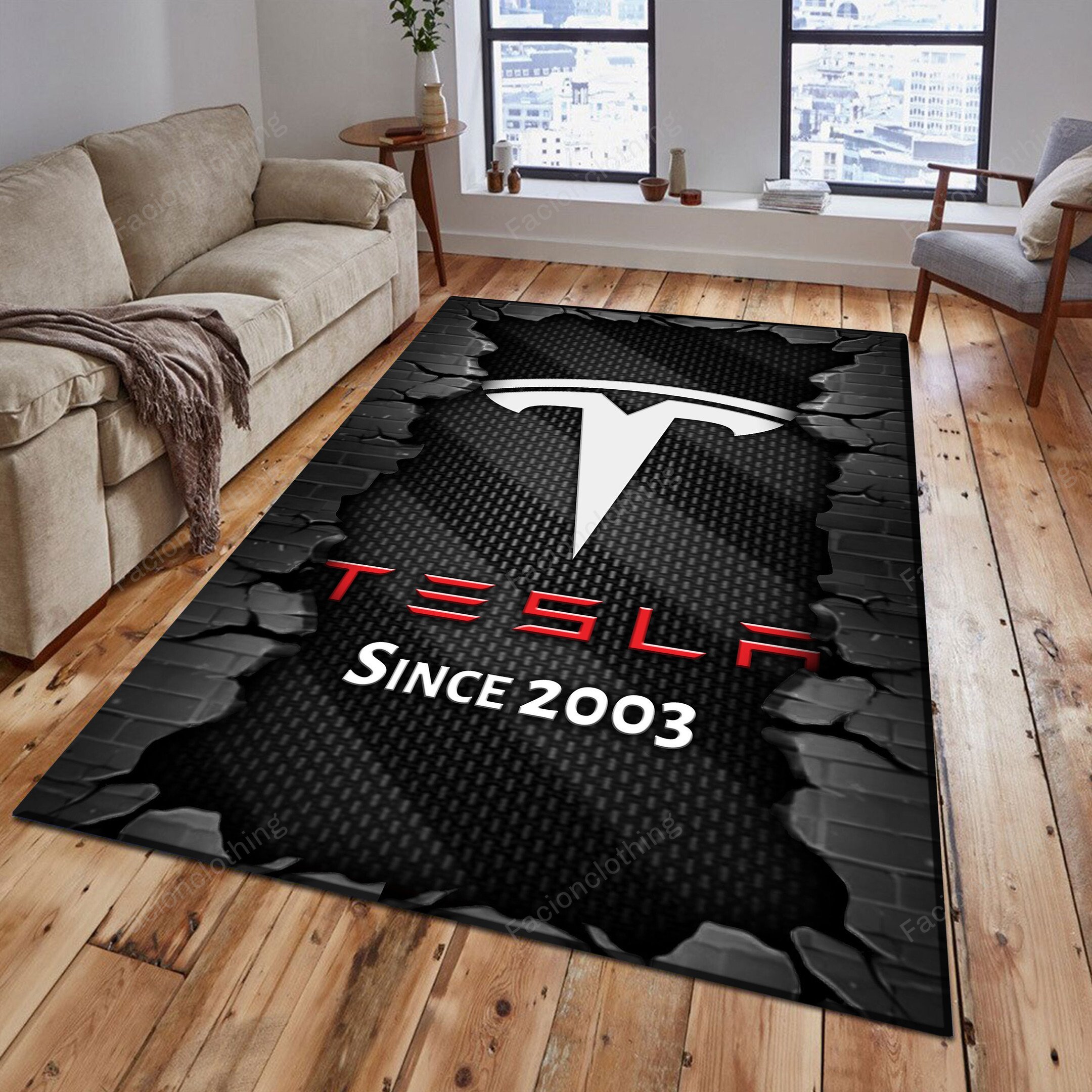 Sportswearmerch Tesla Car Personalized Rug For Fan