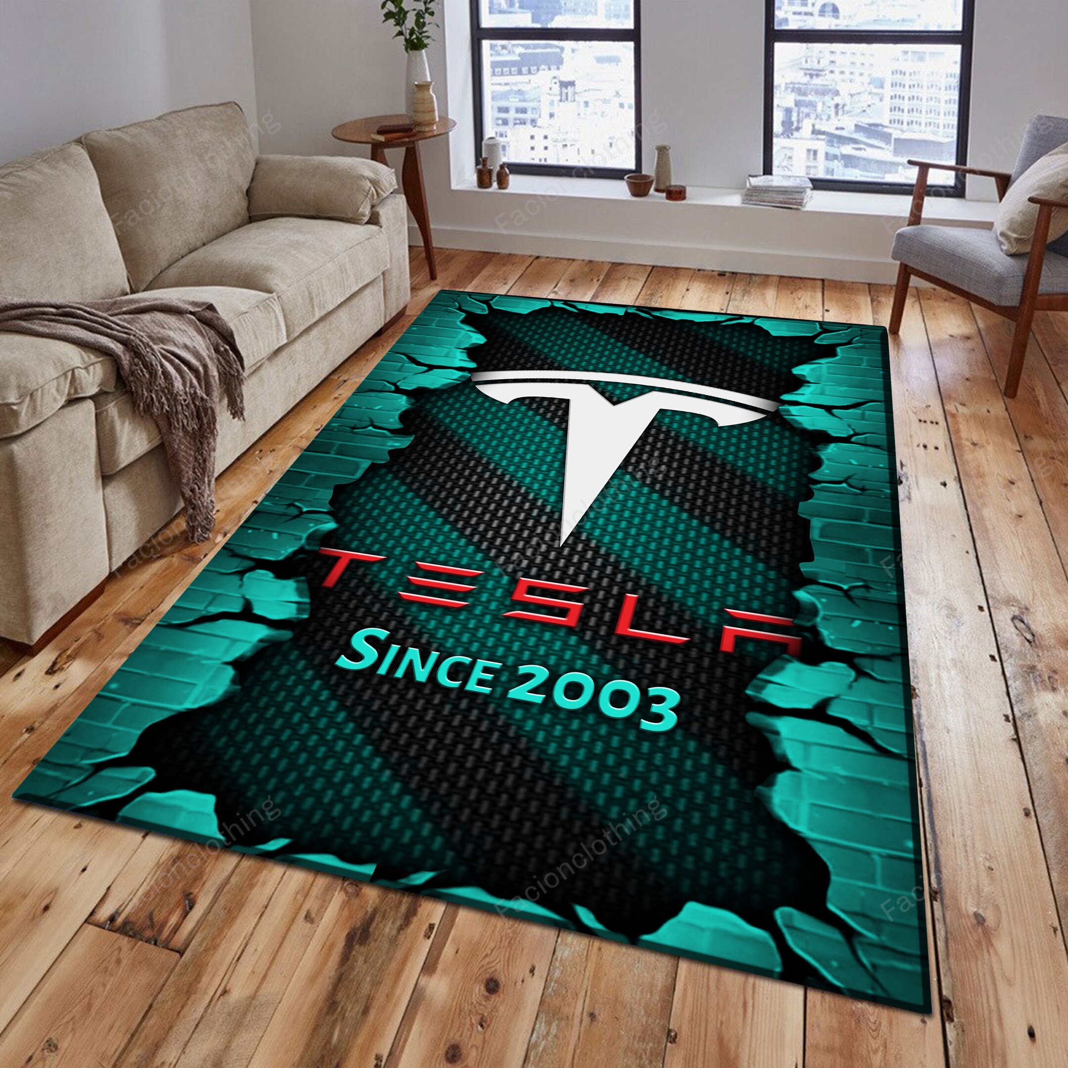 Sportswearmerch Tesla Car Personalized Rug For Fan