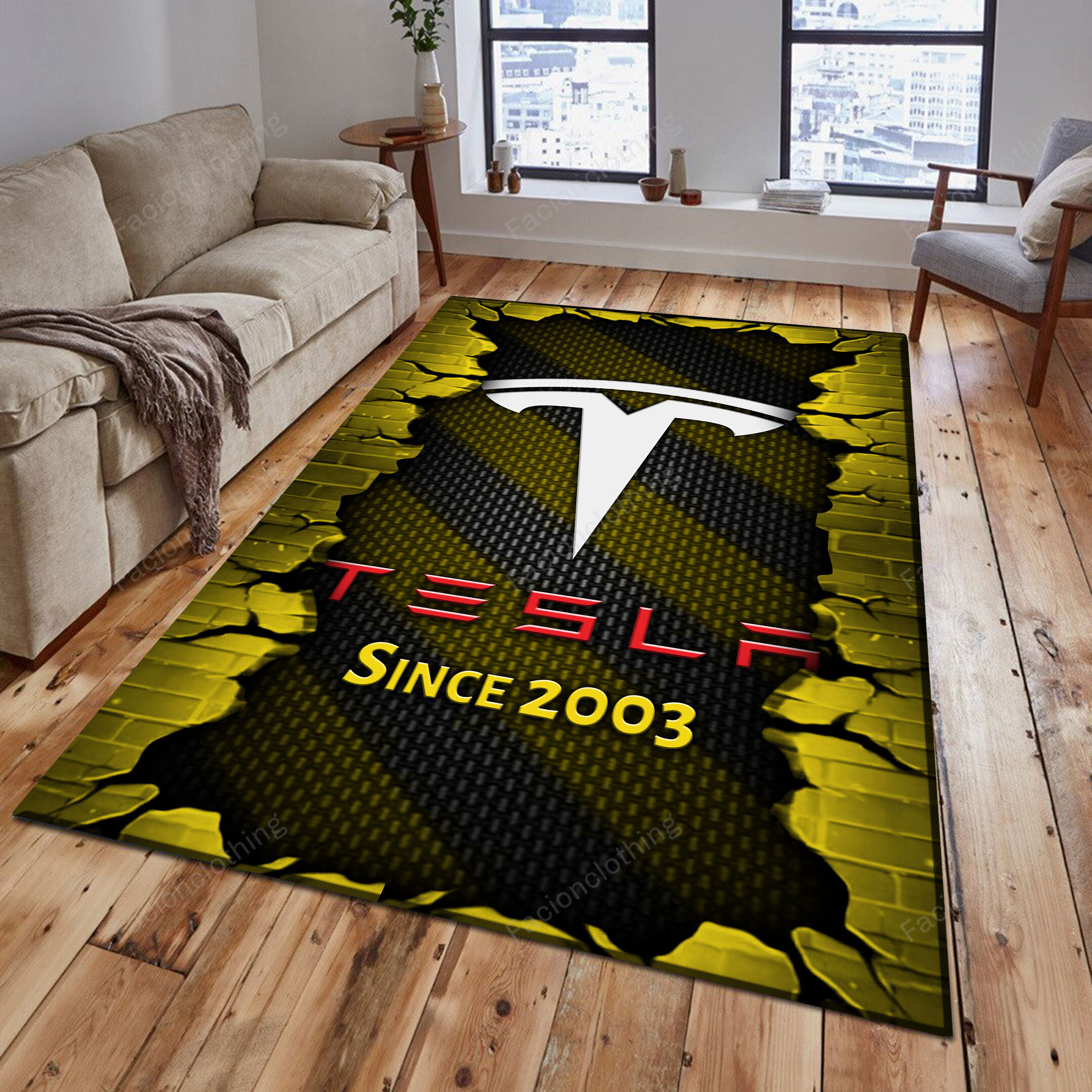 Sportswearmerch Tesla Car Personalized Rug For Fan
