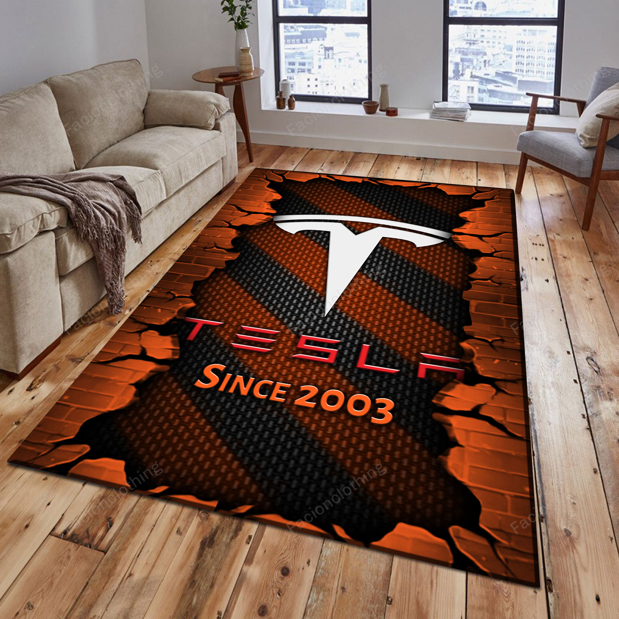 Sportswearmerch Tesla Car Personalized Rug For Fan