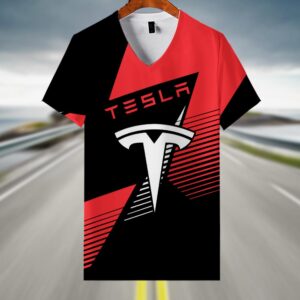 Sportswearmerch Tesla Car V-neck Women T-shirt For Fan