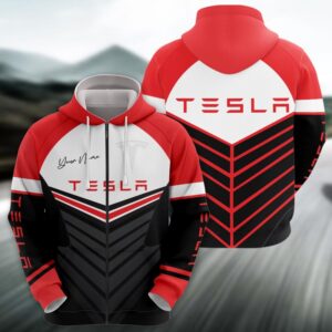 Sportswearmerch Tesla Car Zip Hoodie For Fan